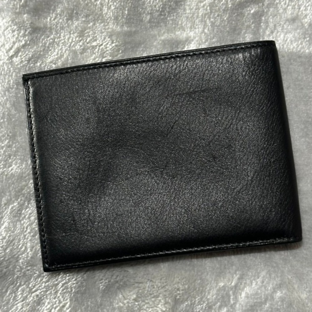 Bosca 1911 Mens Black Leather Bifold Wallet ID Window Card Case Slim Pocket
